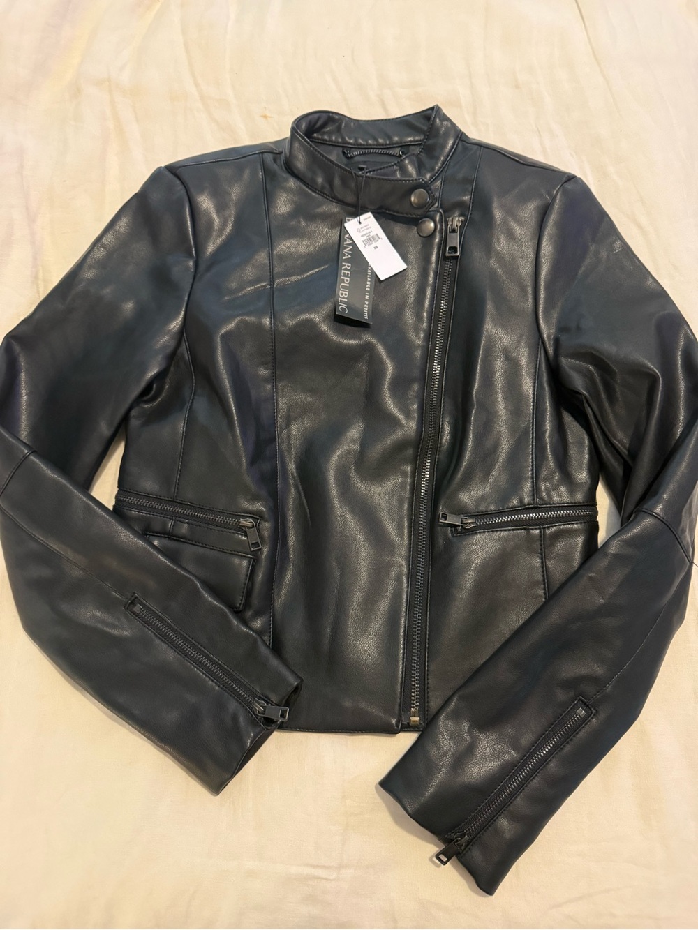 Banana Republic Women's Black Faux Leather Moto Jacket NWT 1360